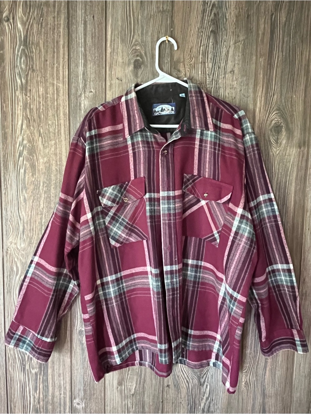 Men's Burgundy Plaid Button-Up Shirt
